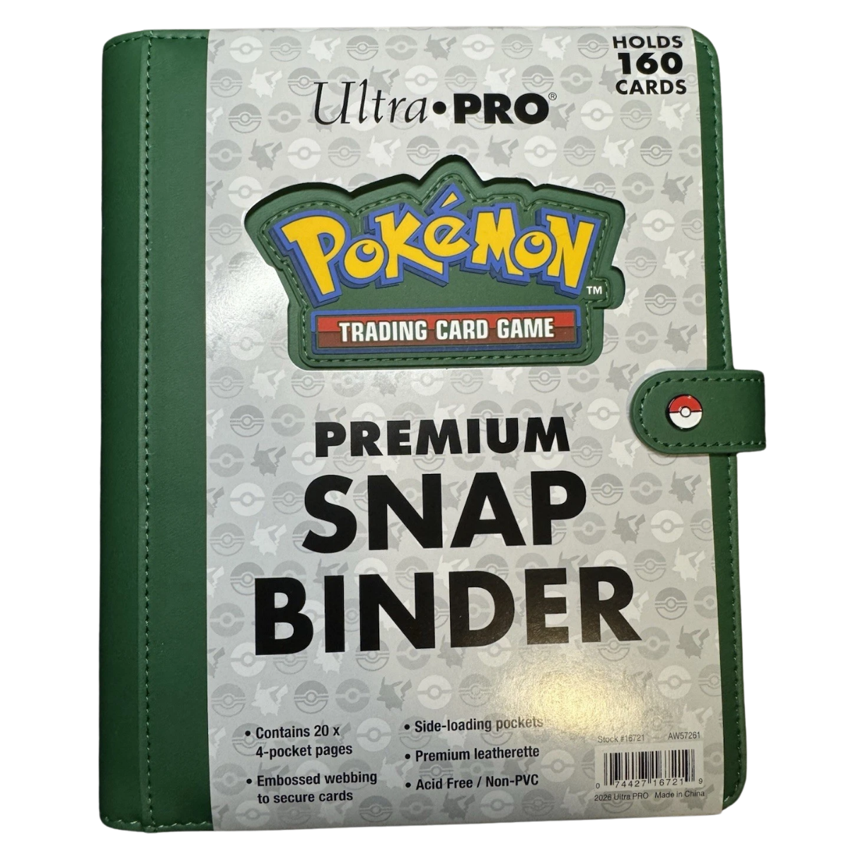 Ultra Pro 4-Pocket Premium Snap Binder Pokemon Green