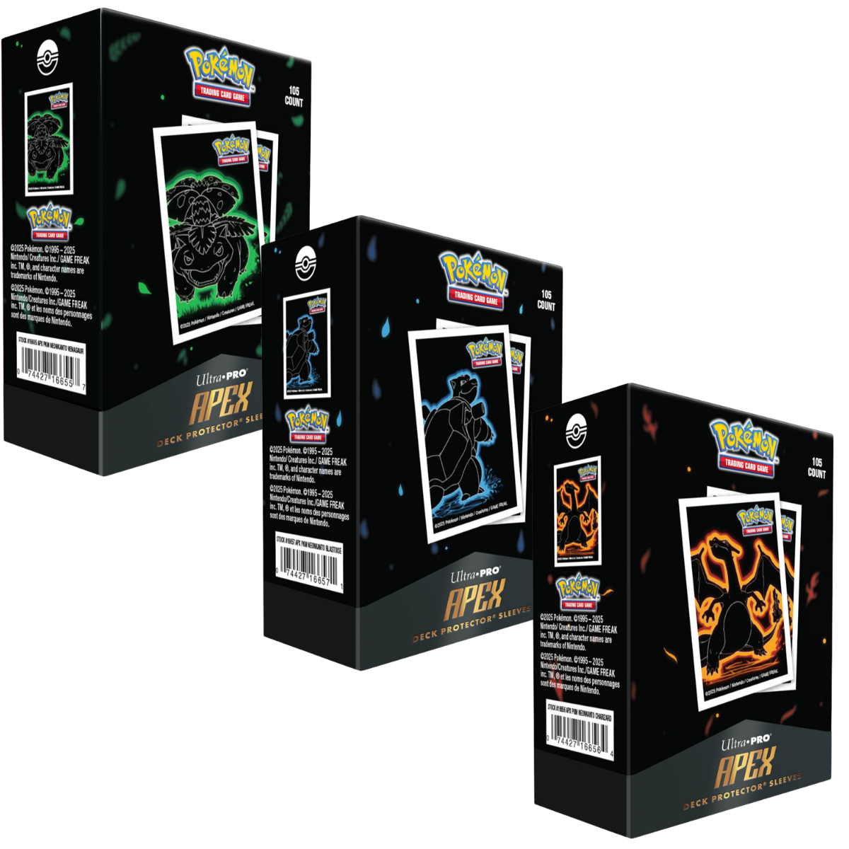 Ultra Pro Apex Sleeves: Standard Pokemon - Neon Kanto 105CT Complete Set